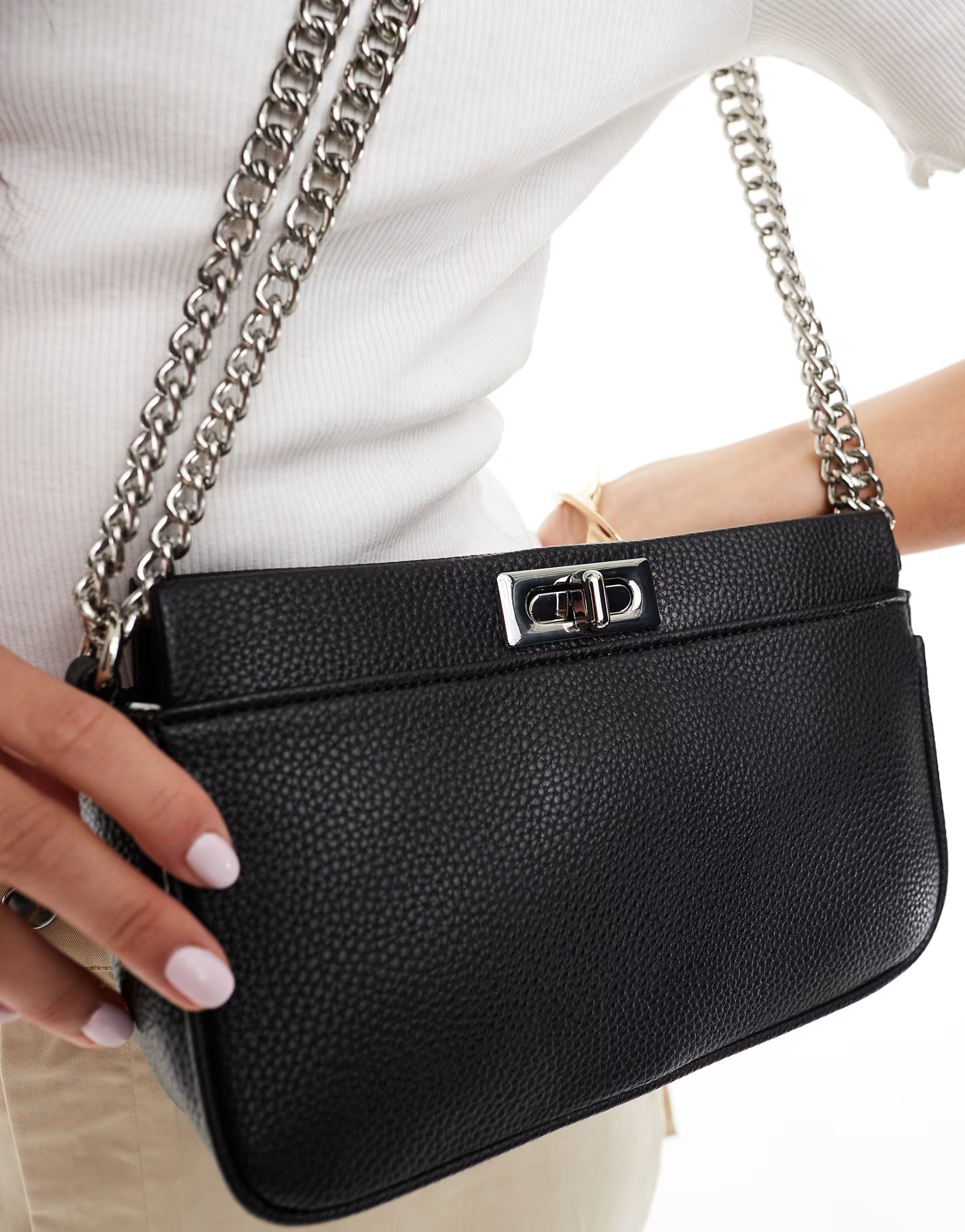 Accessorize gold chain crossbody / shoulder bag in black | ASOS | ASOS (Global)