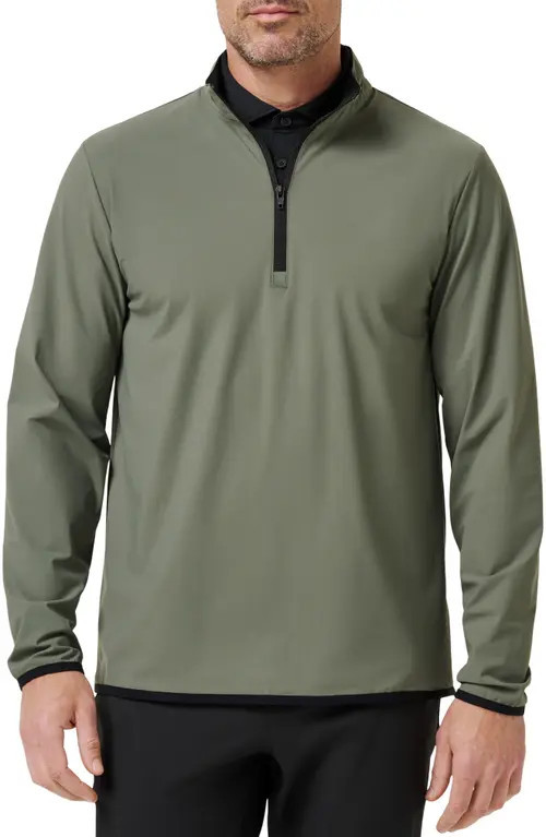 TravisMathew Tour Quarter Zip Pullover in Dark Olive at Nordstrom, Size Small | Nordstrom