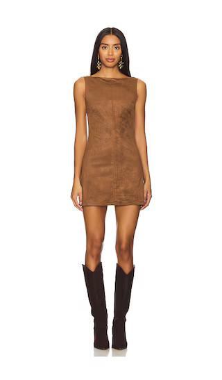 Mimi Faux Suede Dress in Chocolate Brown | Revolve Clothing (Global)
