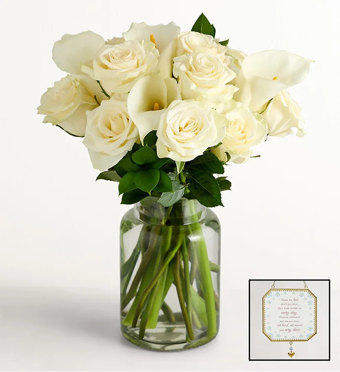 White Rose & Calla Lily Bouquet for Sympathy | 1800flowers.com