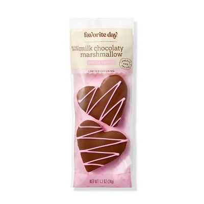 Valentine's Milk Chocolaty Coated Pink Heart Marshmallow with Pink Drizzle Cocoa Topper - 1.2oz/2... | Target