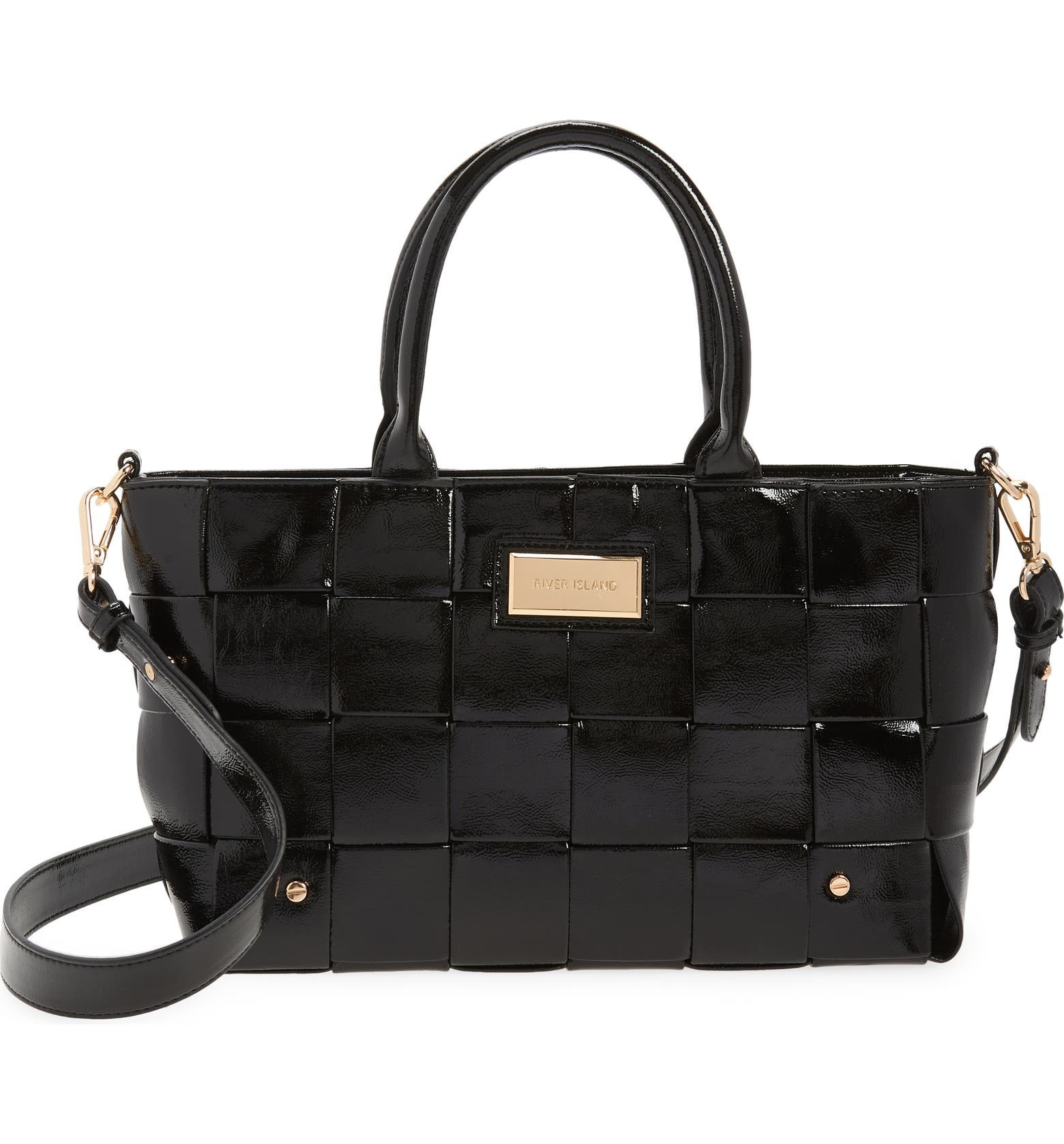 Small Woven Faux Leather Satchel | Nordstrom | Nordstrom