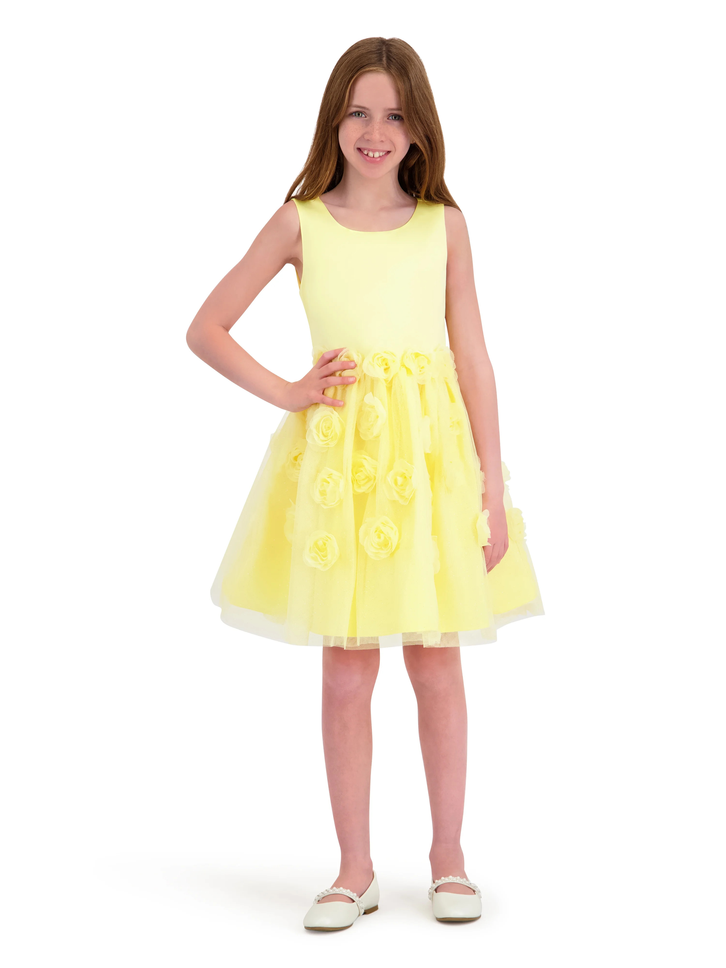 Kensie Girl Sleeveless Party Dress with Rosettes and Pearls, Sizes 4-16 | Walmart (US)