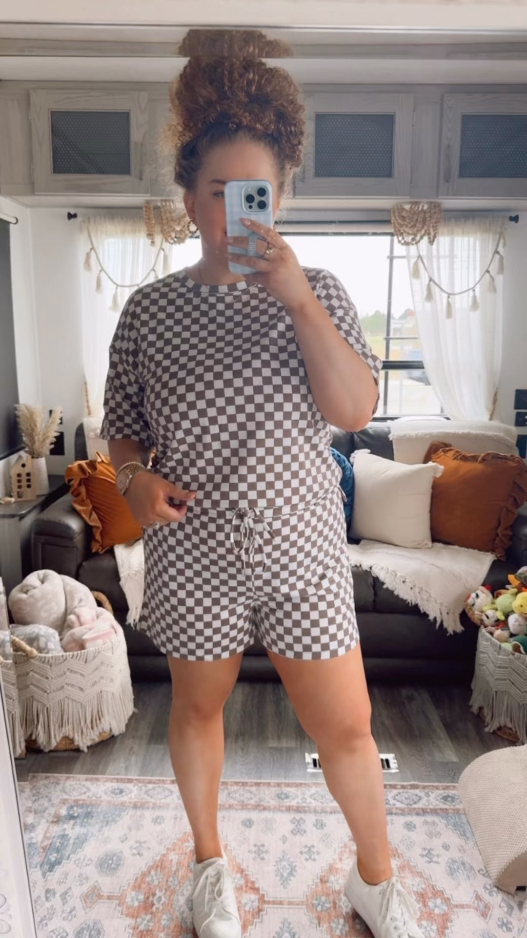 This set is such an easy win when you want something comfy but still styled 😌 The checkered print makes it feel a little more fun than your basic lounge set and I’ve been loving pairing it with white platform sneakers for that casual everyday look that still feels intentional🤎 brown and white checkered set | matching lounge set outfit | cozy casual outfit | everyday outfit inspo | relaxed two piece set | comfy cute style | neutral checkered outfit | amazon fashion find | affordable matching set | white platform sneakers outfit | everyday sneaker style | casual streetwear outfit | laid back outfit idea | soft neutral outfit | weekend casual outfit | effortless style outfit | comfy chic outfit | travel casual outfit | simple everyday look | easy outfit idea

#LTKMidsize #LTKdayinmylife #LTKootd