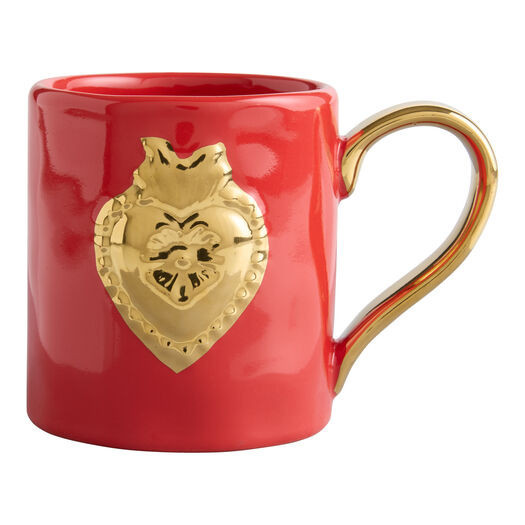 Red and Gold Milagro Heart Ceramic Mug by World Market | World Market