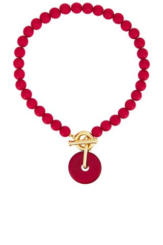 Timeless Pearly Beaded Pendant Necklace in Red | FWRD 