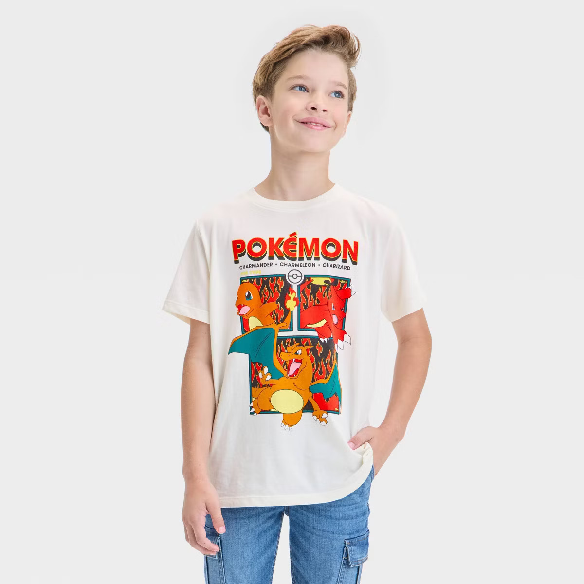 Boys' Pokemon Short Sleeve T-Shirt - Of-White Almond | Target