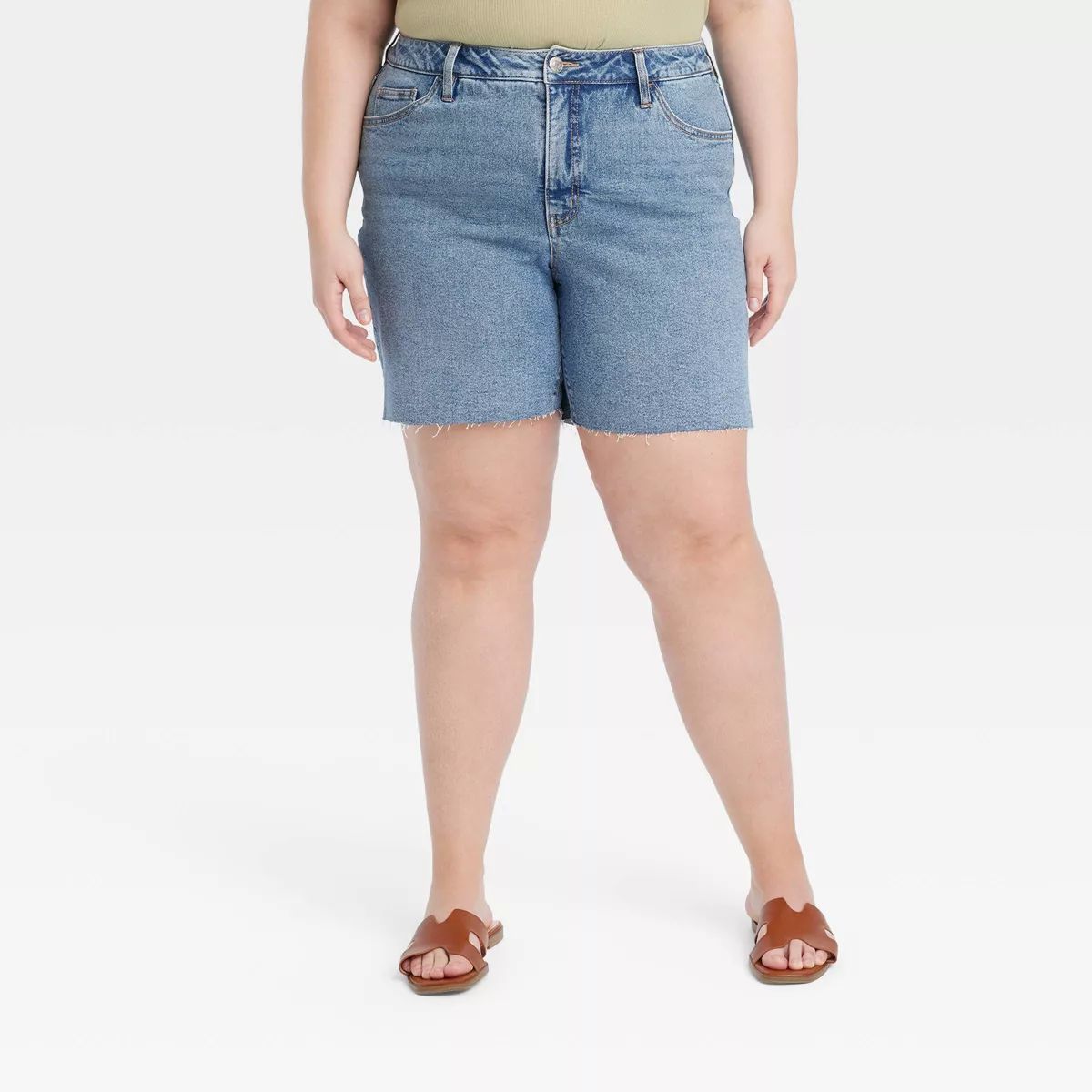 Women's High-Waisted Bermuda Jean Shorts - Ava & Viv™ | Target