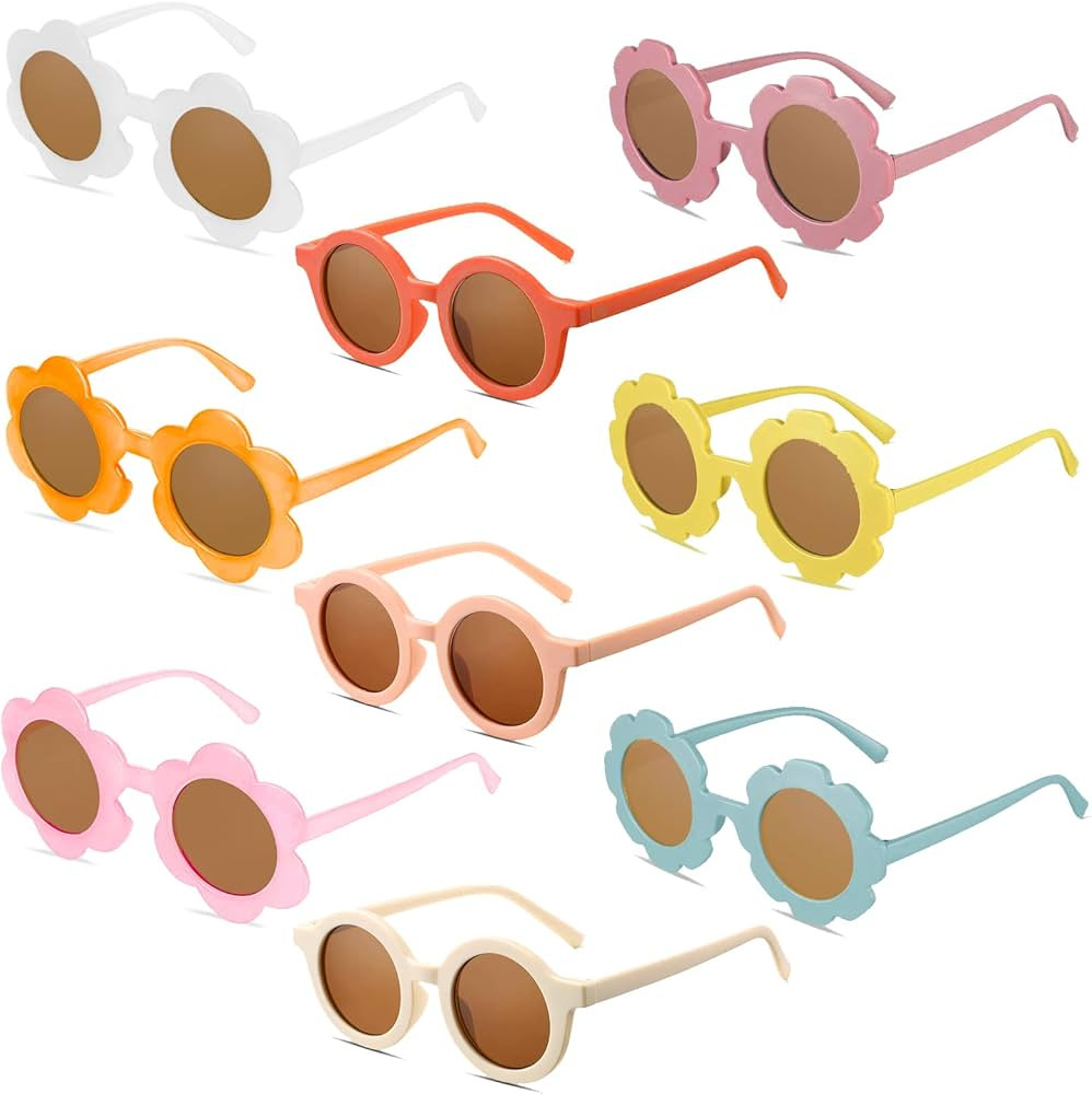 SUNOVELTIES 9 Pack Kids Sunglasses Child Daisy Shape Round Flower Sunglasses Toddler Girls Boys B... | Amazon (US)