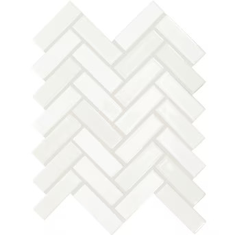 STAINMASTER Zellige-style White 9-in x 12-in Glossy Ceramic Herringbone Patterned Wall Tile (0.6-... | Lowe's