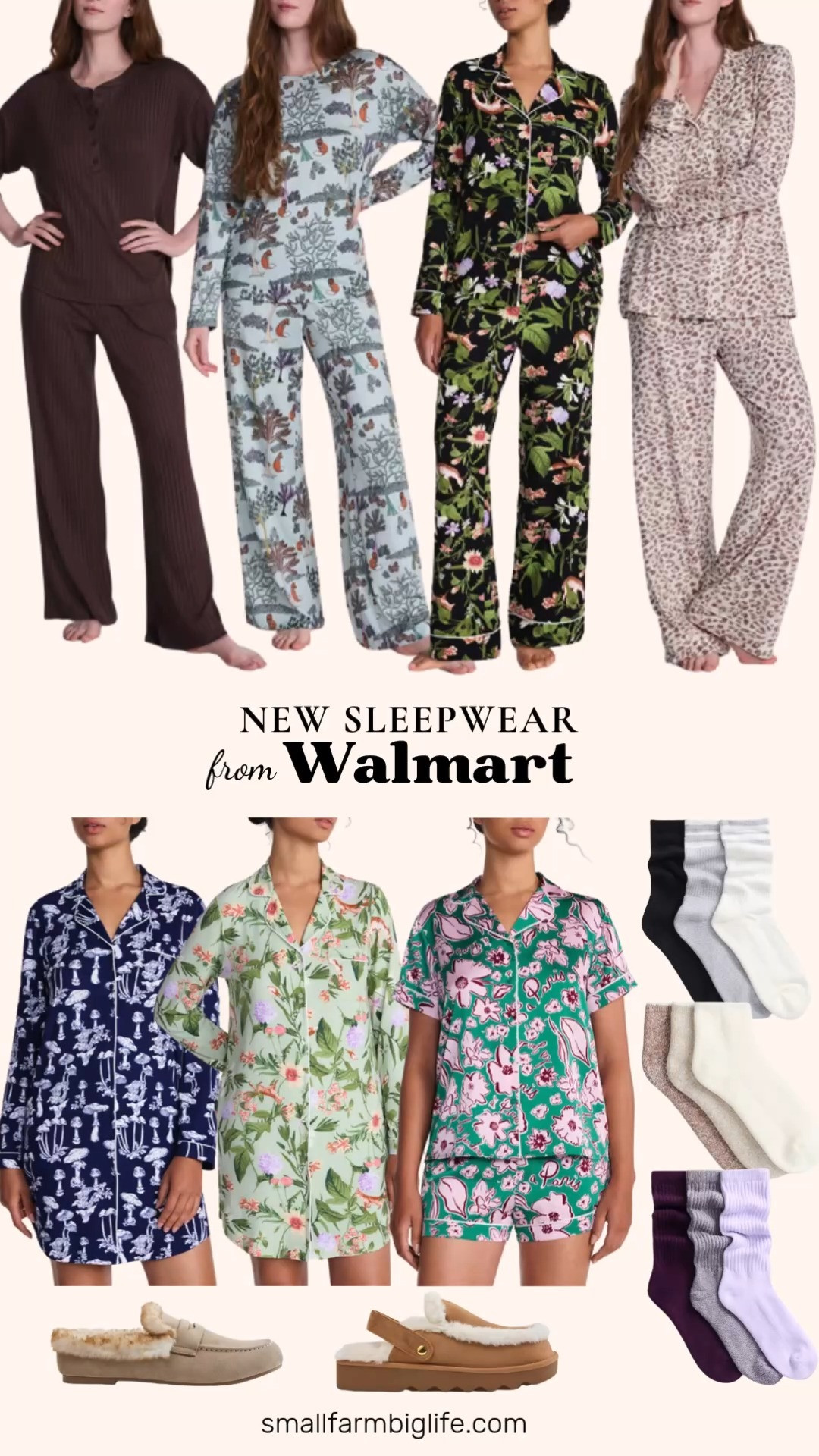 This new sleepwear collection from Walmart is such a cozy way to update your bedtime routine for fall.

The black soot woodland garden and beige leopard print Joyspun Dreamy Soft Notch Collar Pajama Sets are both such soft, easy options for sleep, and the jade whisper and deep cobalt mushroom Notch Collar Sleepshirts are a nice long sleeve alternative if you prefer a nightgown style. The soft mint woodland print Sleep Top and Pants Set rounds out the Dreamy Soft collection nicely.

For something warmer, the dark brown Cozy Lounge Hacci Henley Pajama Set has a soft, textured feel perfect for chilly nights, and the Green Parakeet Paris Flower Stretch Satin Sleep Set brings a pretty, floral finish for something a little dressier.

Rounding things out, the taupe Loafer Mule Slippers and the chestnut Convertible Clog Slippers are both faux fur lined for extra warmth, and the purple heather purple lilac Slouch Crew Socks, the cream brown heather taupe heather Full Terry Ankle Socks, and the white grey black Comfort Crew Socks are all easy, cozy additions to any sleepwear rotation.

So many cozy sleepwear options to shop for fall, all linked for you.

#walmartfashion #sleepwear #pajamas #fallfashion #loungewear 

 #LTKootd #LTKmorningroutine #LTKOver40