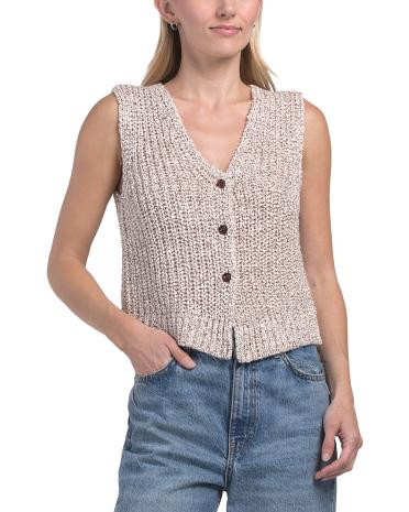 sleeveless v-neck button down sweater vest | TJ Maxx
