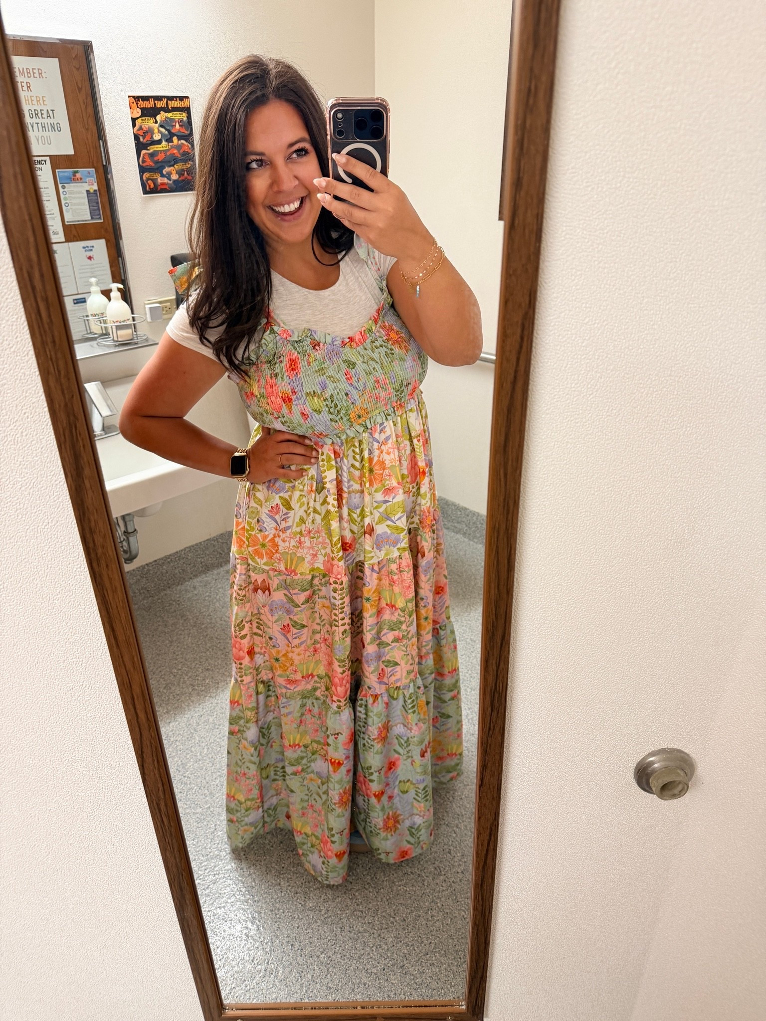 I was subbing and threw on this t-shirt under this dress so I could wear it all day and not worry about the hassle of taking the coat on and off. 

Quick fix to make a summer dress more modest for certain settings.

Their clothes run small, so wearing an XL in the dress.

#LTKootd #LTKMidsize