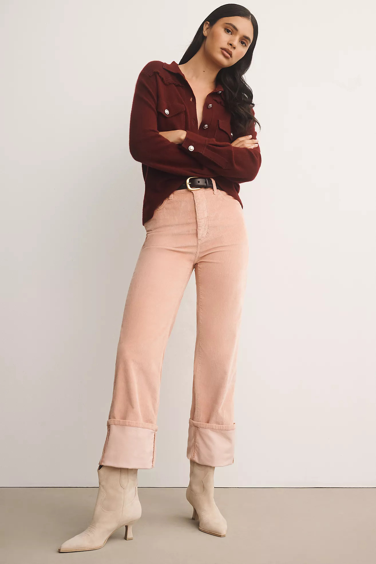 The Scotty Cuffed High-Rise Straight-Leg Jeans by Pilcro: Corduroy Edition | Anthropologie (US)