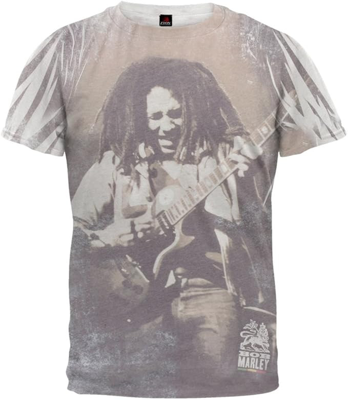 Bob Marley - Guitar All Over Soft T-Shirt | Amazon (US)
