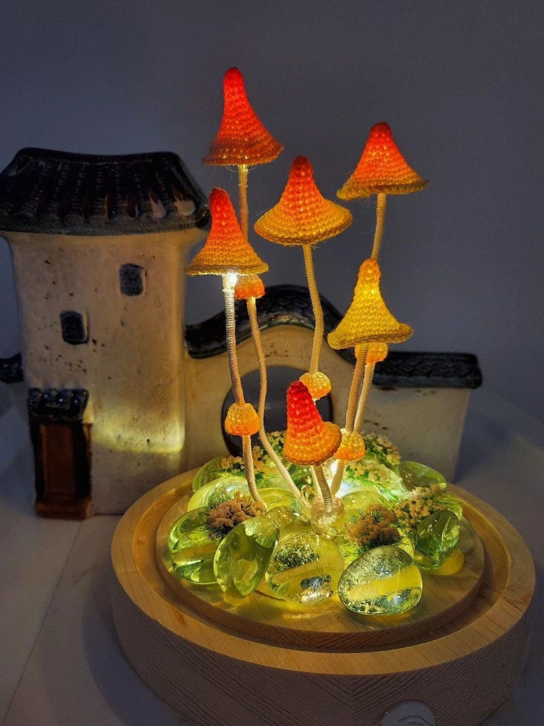 Crochet Night Lamp/light Mushroom Microcrochet/home - Etsy | Etsy (US)