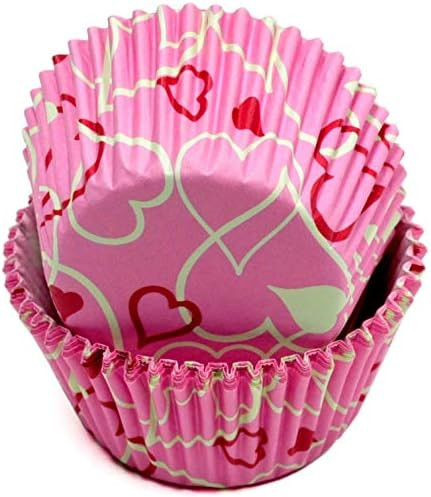 Chef Craft Paper Patterned Cupcake Liners, 50 count, Pink/White/Red | Amazon (US)