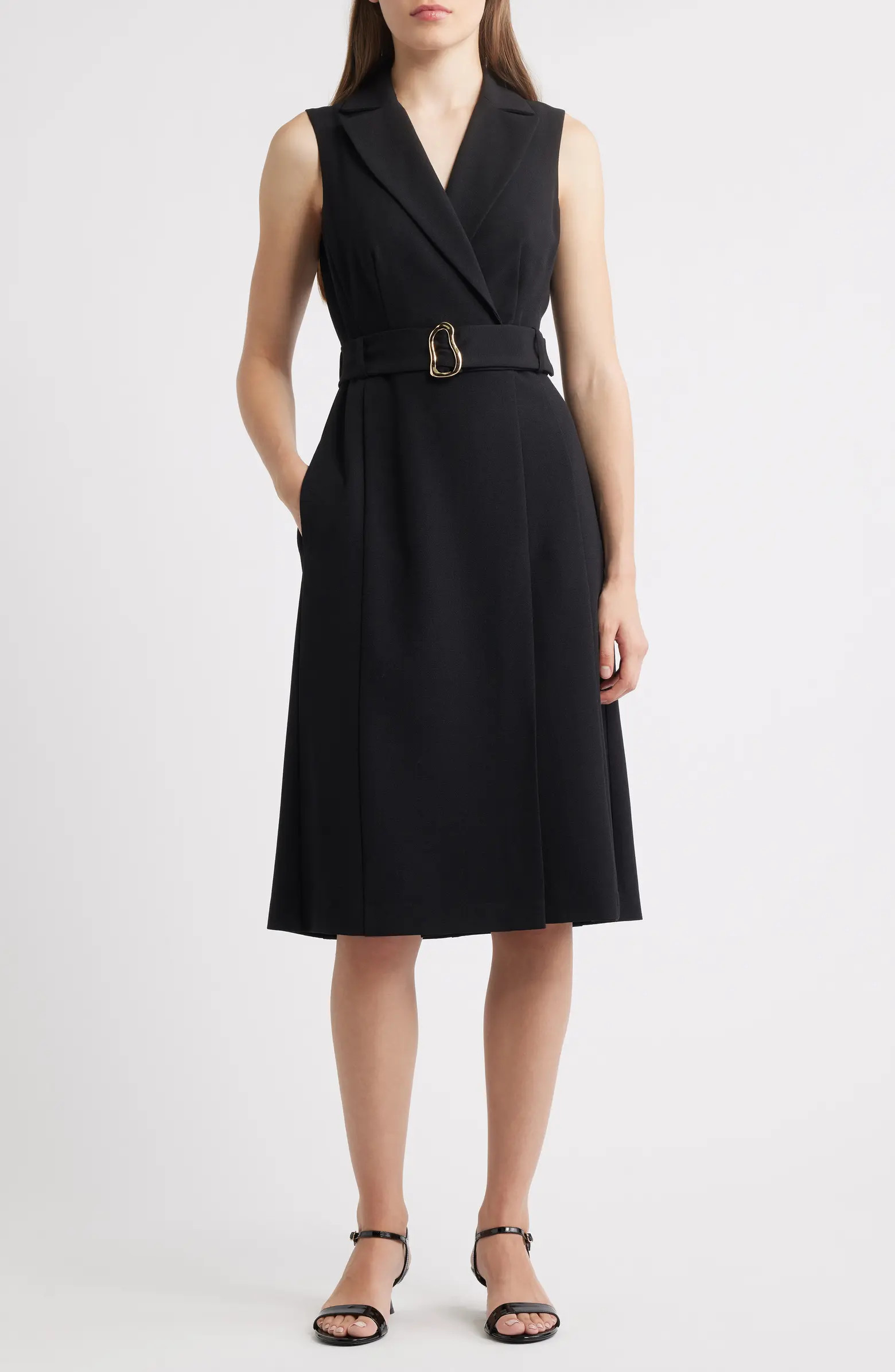 Vince Camuto Sleeveless Scuba Crepe Wrap Front Shirtdress | Nordstrom | Nordstrom