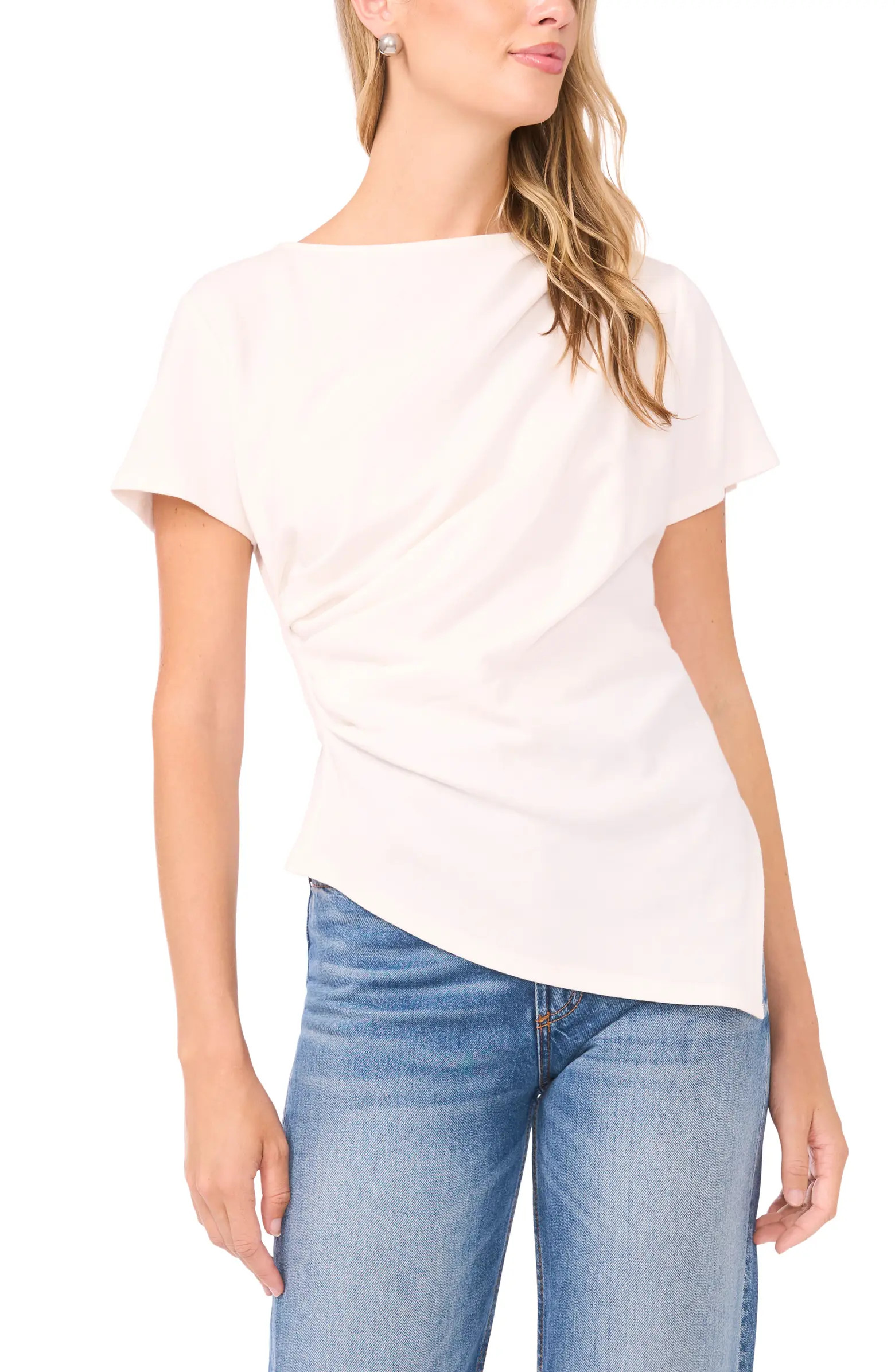 Asymmetric Side Ruched Short Sleeve Top | Nordstrom