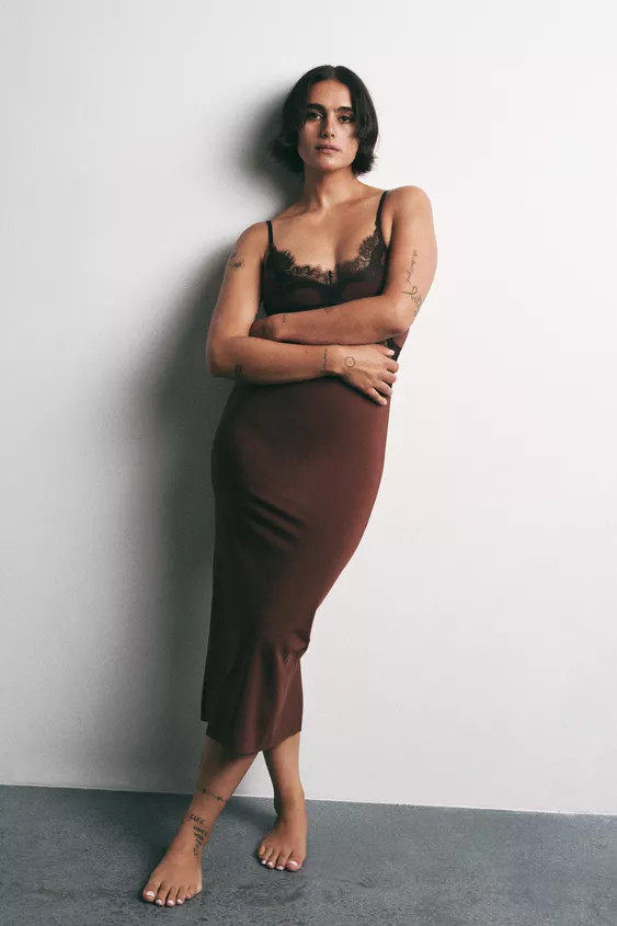 CONTRAST LACE DRESS | Zara US