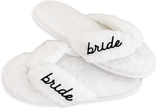 Bride Slippers Wedding Slippers Bridal Shower Gift for Bride to Be, Bridal Party Slippers Fuzzy | Amazon (US)
