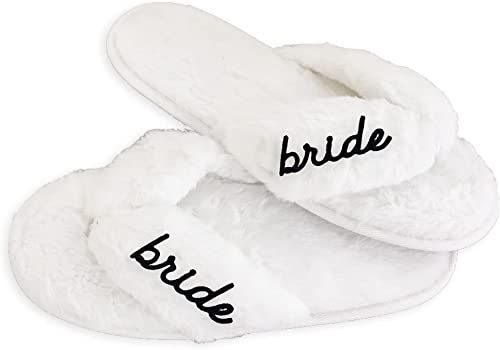 Bride Slippers Wedding Slippers Bridal Shower Gift for Bride to Be, Bridal Party Slippers Fuzzy | Amazon (US)