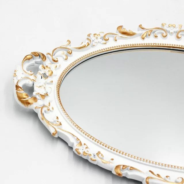Vintage Decorative Gold Framed Mirror, Small Oval Wall Hanging Mirror - 9.6" W x 14.3" L (White) | Walmart (US)