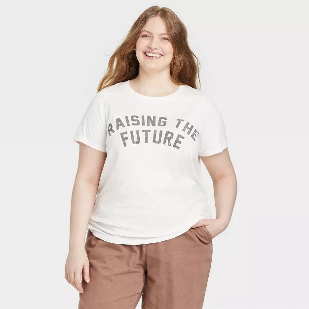 Women's Mother's Day Raising The Future Short Sleeve Graphic T-Shirt - White | Target