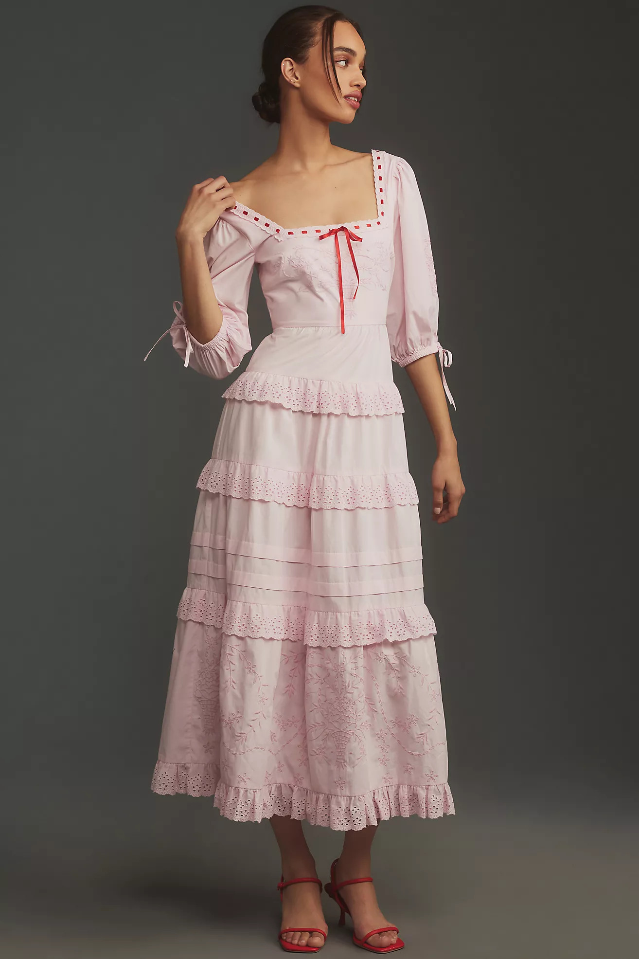 Damson Madder Rebecca Bow-Back Midi Dress | Anthropologie (US)