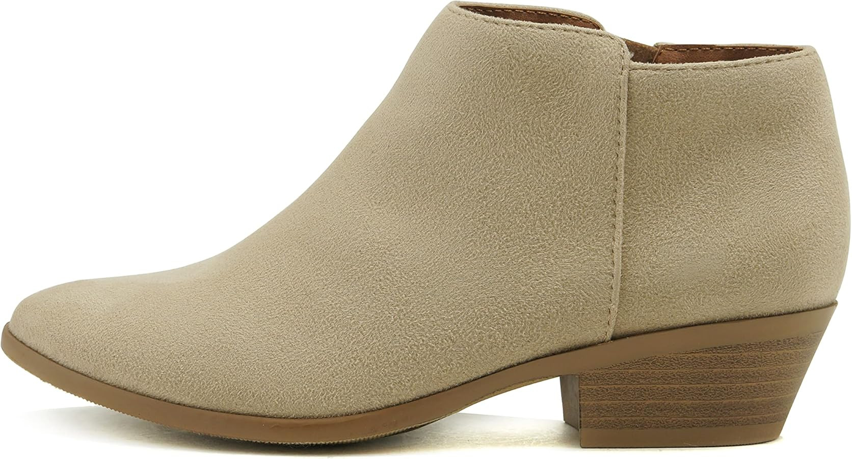 Soda Women's Mug Round Toe Faux Suede Stacked Heel Western Ankle Bootie | Amazon (US)