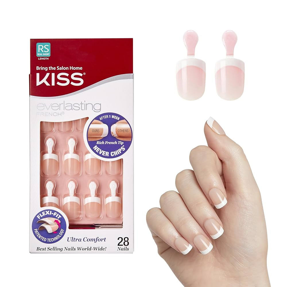 Kiss Everlasting French Nail Manicure, Chip-Free with Flexi-Fit Technology, Real Short, "Endless"... | Amazon (US)