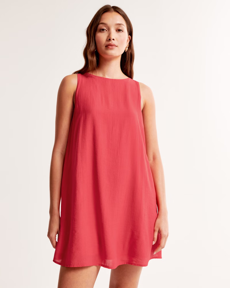 Open-Back Trapeze Mini Dress | Abercrombie & Fitch (US)