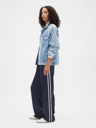 Relaxed Straight-Leg Stripe Satin Pants | Gap Factory