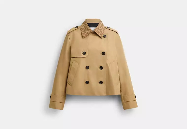 Short Trench Coat With Signature Collar | Coach Outlet CA