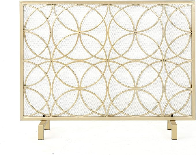 Christopher Knight Home Valeno Single Panel Iron Fireplace Screen, Gold | Amazon (US)
