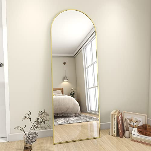 Koonmi Full Length Mirror, 64"x21" Arched Gold Mirror Full Length, Standing Hanging or Leaning Full Body Mirror with Aluminum Alloy Frame for Living Room and Bedroom | Amazon (US)