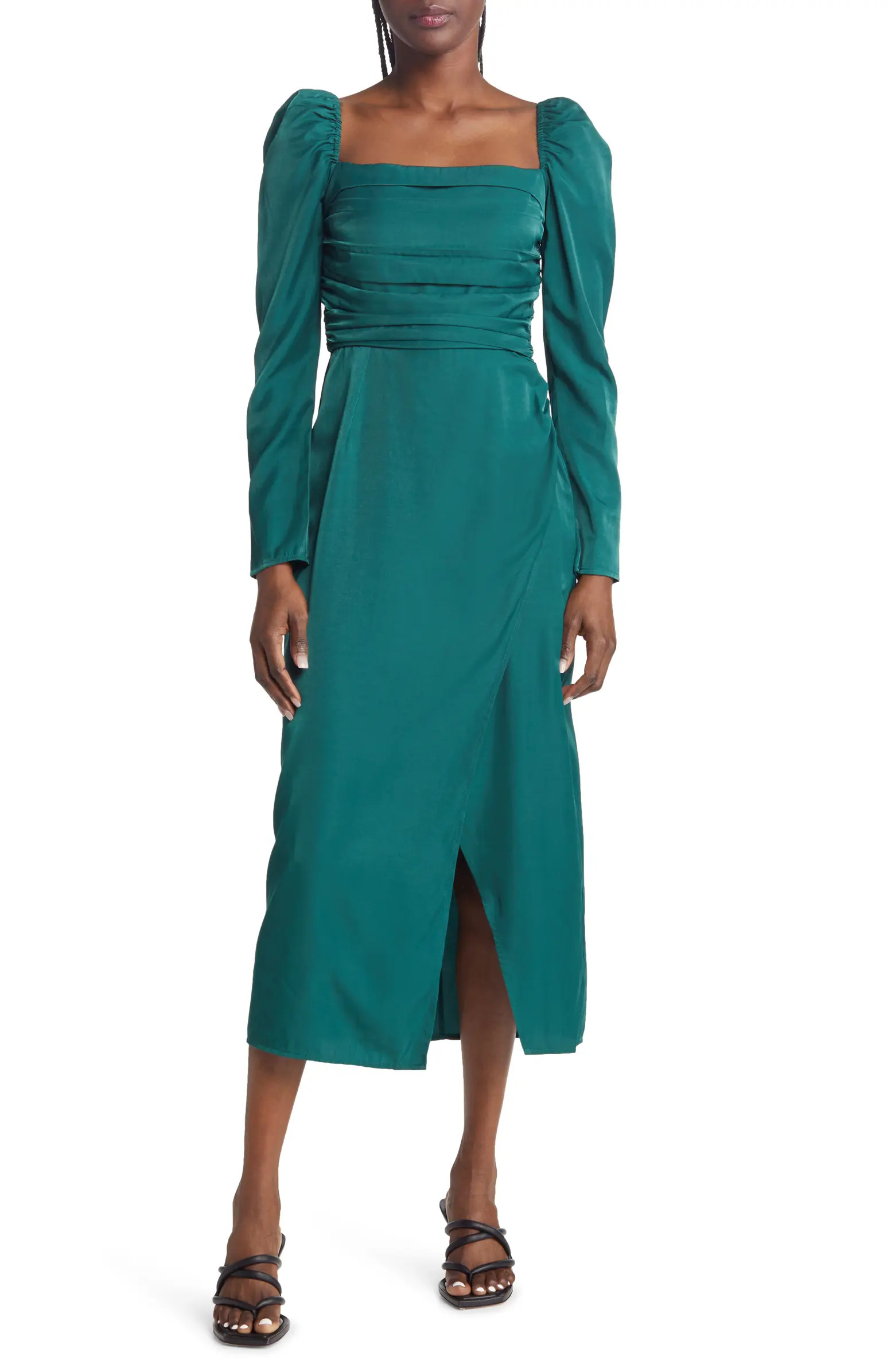Ruched Long Sleeve Midi Dress | Nordstrom