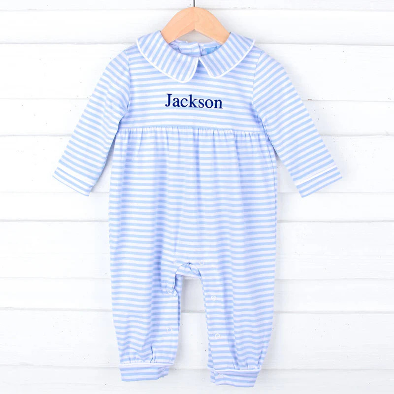 French Blue Stripe Romper | Classic Whimsy