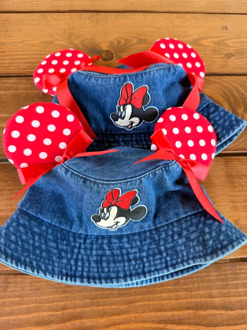 Polka dot Minnie Mouse bow Bucket hat ( kids 3-6 years old ) | Etsy (Global)