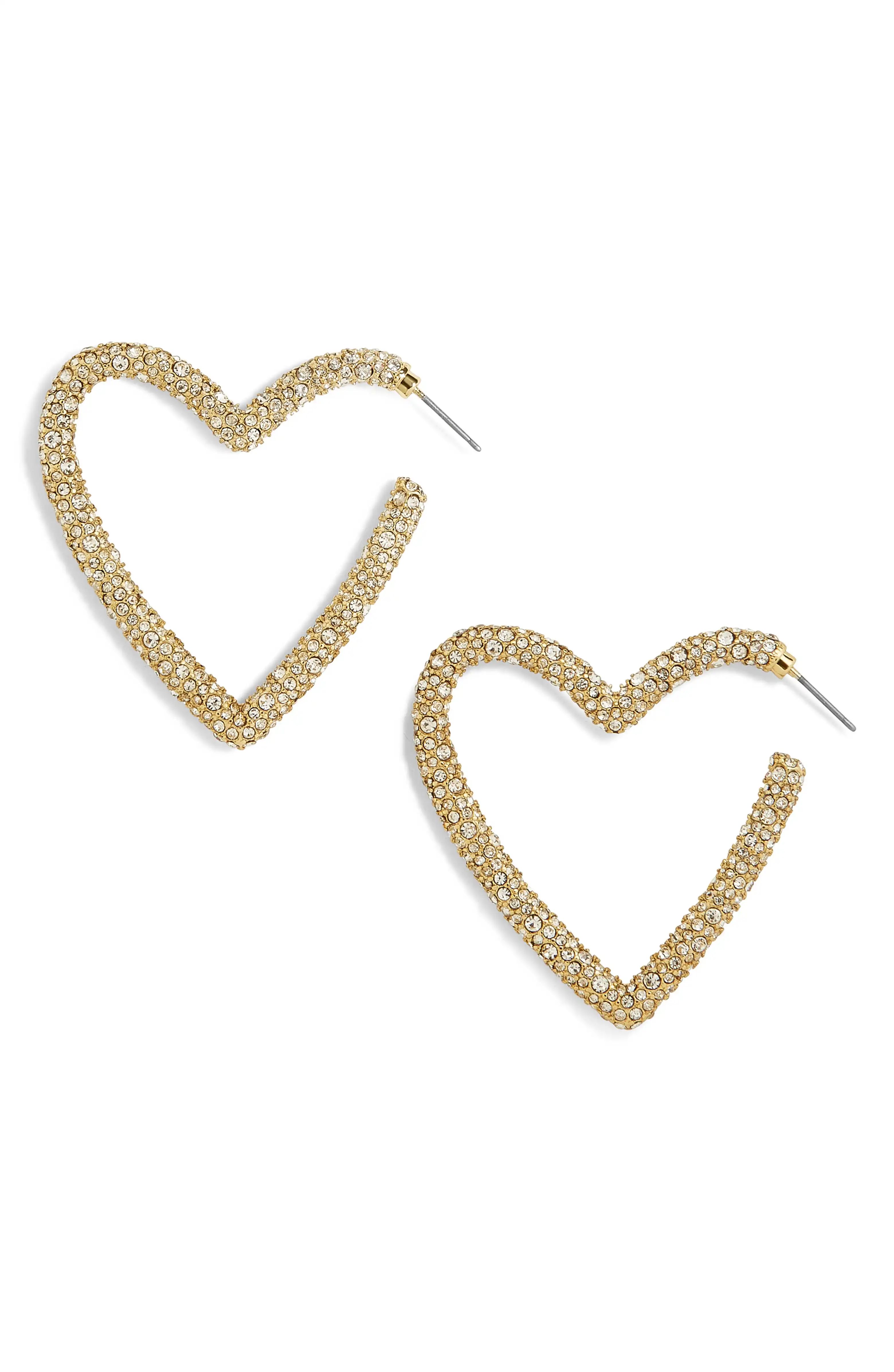 Ciena Pavé Statement Heart Hoop Earrings | Nordstrom