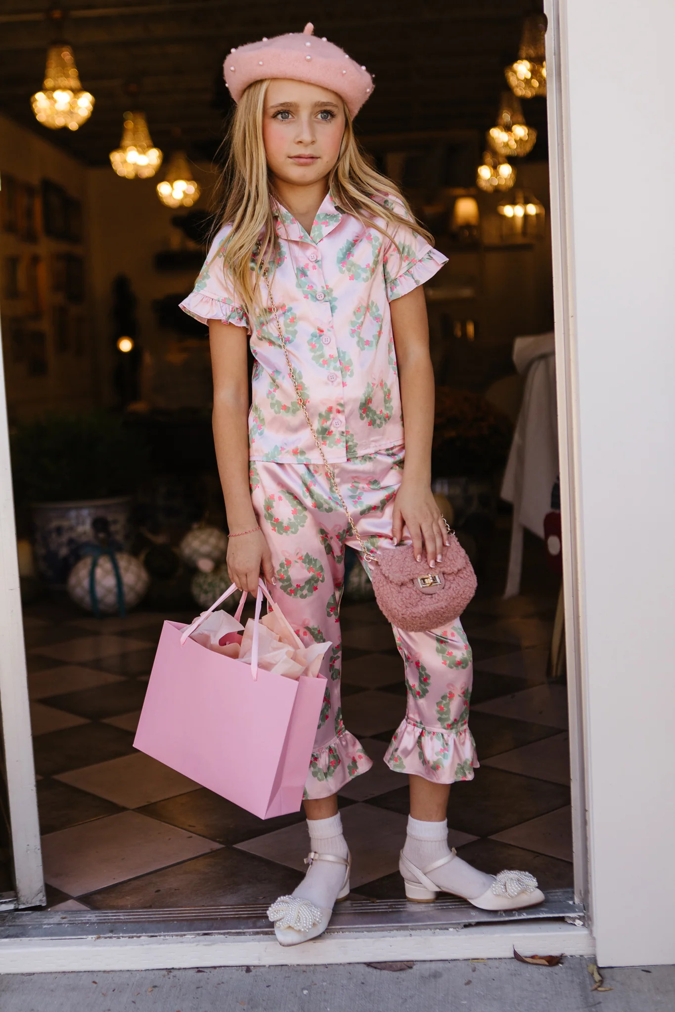 Mini Bianca Set in Pink Wreath Print | Ivy City Co