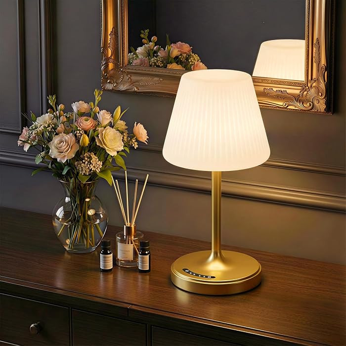 Cordless Table Lamp, Waterproof Shower Lamp, 4000mAh Rechargeable Table Lamps, 3-Color Dimmable L... | Amazon (US)