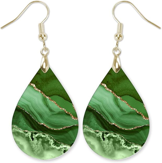 Dangle Earrings for Women Colorful Dangling Drop Statement Jewelry Printed MDF Wood Teardrop Doub... | Amazon (US)