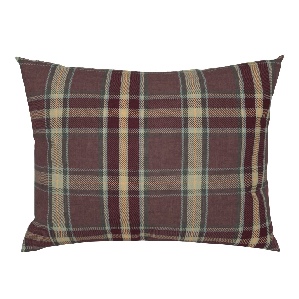 Autumn Multi-Color Plaid Plum Forest Green Golden Yellow Pillow Sham | Spoonflower | Spoonflower