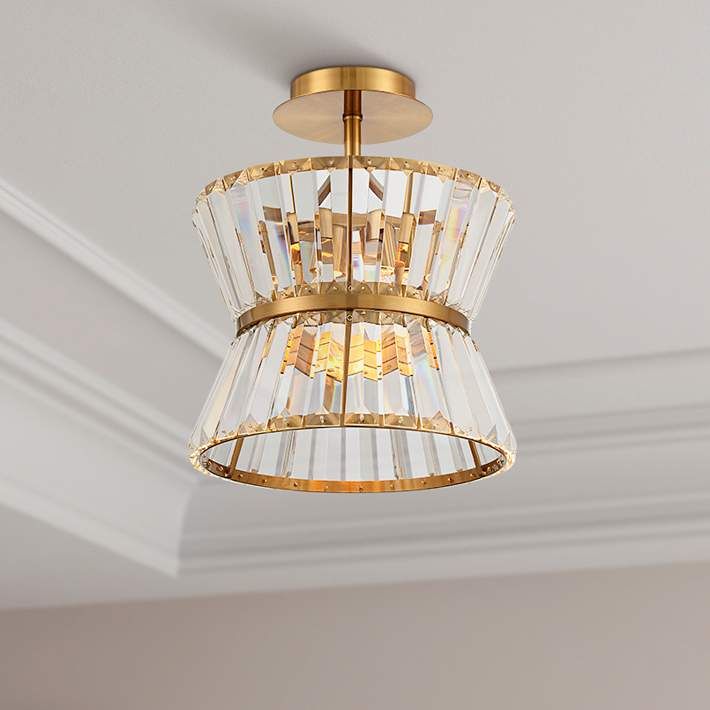 Melwick 12" Wide Soft Gold Crystal 3-Light Ceiling Light - #299P1 | Lamps Plus | Lamps Plus