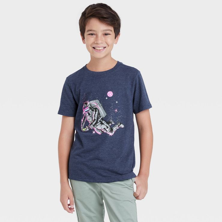 Boys' Astronaut Gamer Graphic Short Sleeve T-Shirt - Cat & Jack™ Navy | Target