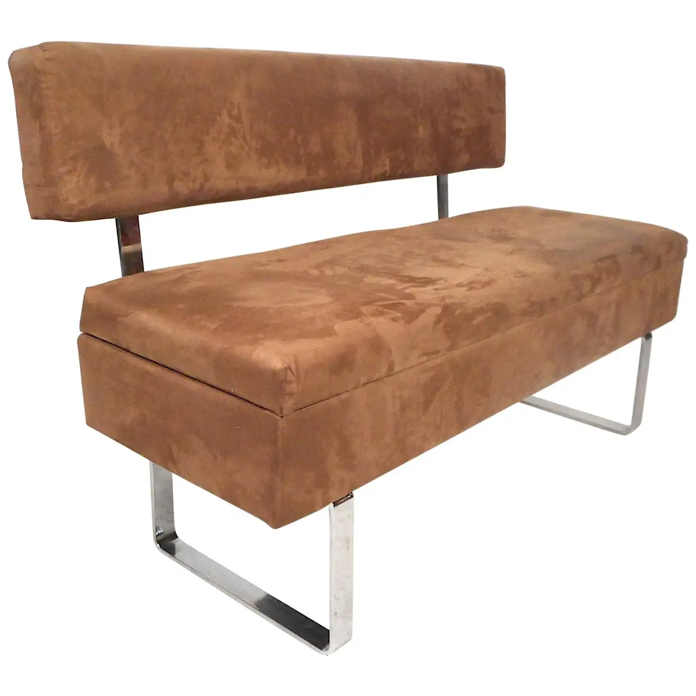 Midcentury Upholstered Bench with Storage Compartment | 1stDibs