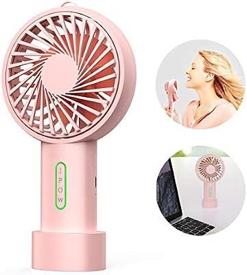 IPOW Mini Handheld Fan Personal Portable Fan 3 Speed Adjustable Angle Removable Base Lanyard USB ... | Amazon (US)