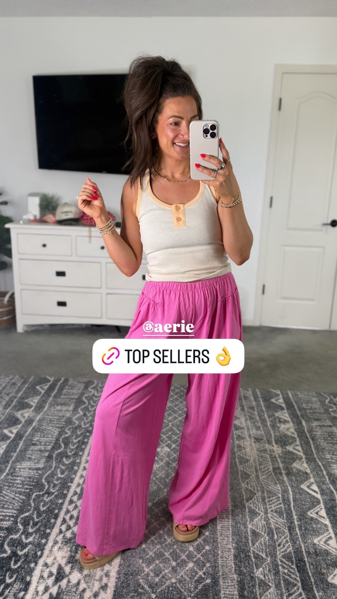 @aerie had the best spring outfit options 🙌 I sized up to the medium in the tank and could size down in the pants, but did my true size small

#LTKOver40 #LTKootd #LTKSeasonal
