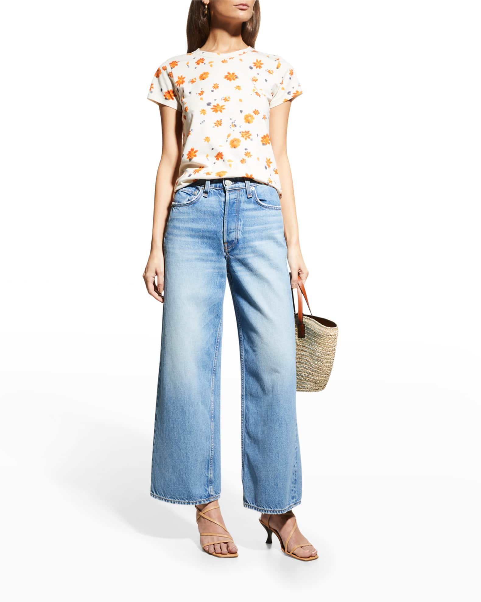 Rag & Bone Maya Wide-Leg Faded Ankle Jeans | Neiman Marcus